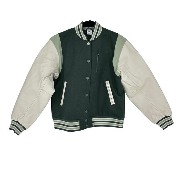 Nike Sportswear Destroyer Womens XS Jacket Wool Leather Varsity Green FN3672 - Picture 2 of 15